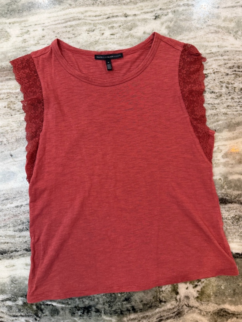 White House Black Market Lace-Trim Sleeveless Blouse Top